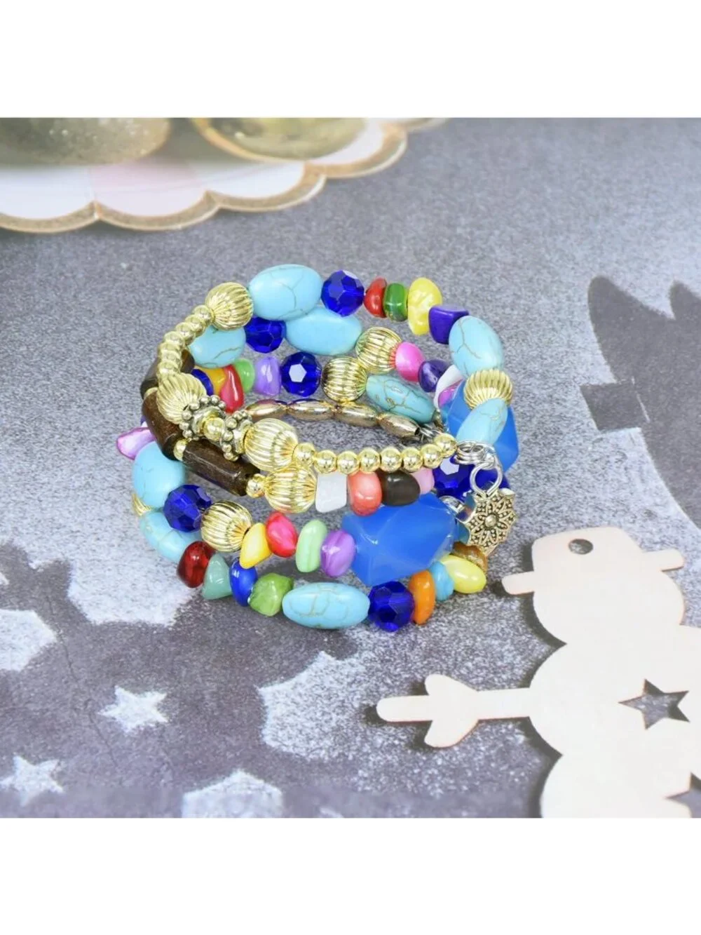 Boho Multilayer Agate Bead Charm Bracelets for Women | Vintage Jade Yoga Bangles